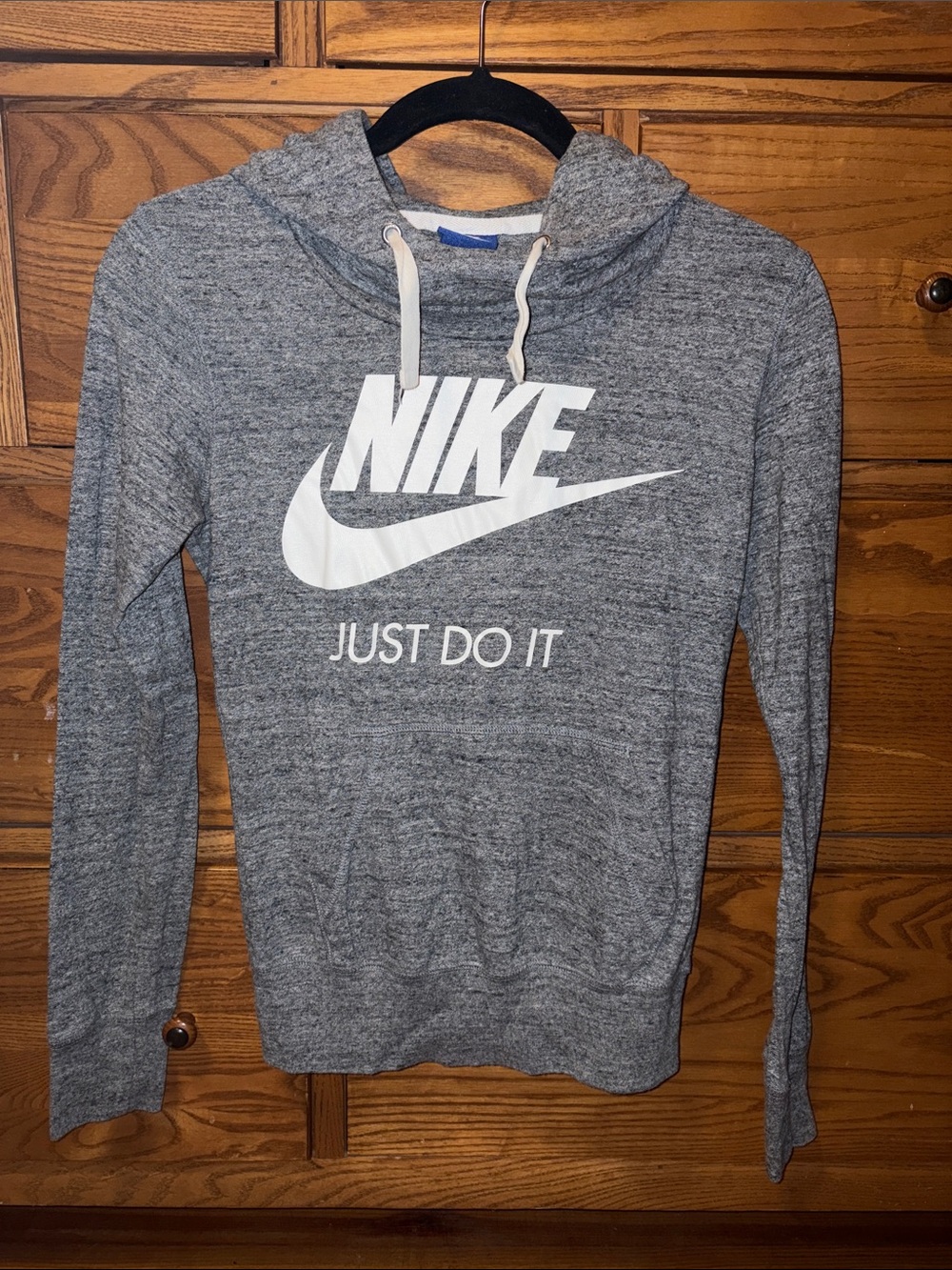 Nike Heather Gray Pullover Hoodie with White Swoosh